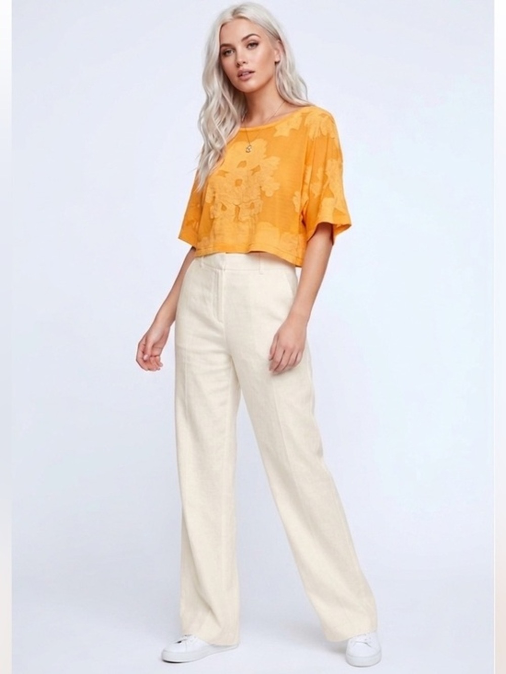 Wilfred Overside Semi Sheer Floral Print Crop Top